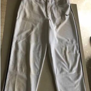 White Nike Baseball Pants w/ Black Stripe